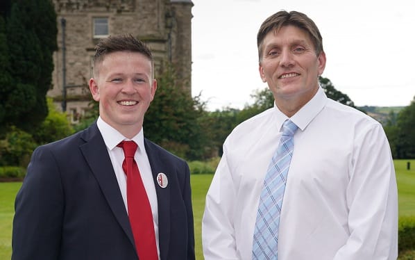 Plastering Apprentice, Curtice Johnston with SERC Lecturer Malachy Node in 2019